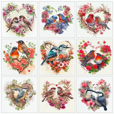 5d Diy Diamant Malerei Kit Vogel Herz Rose Quadrat/Runde Stickerei Mosaik Tier Blume Kristall Hause Dekoration