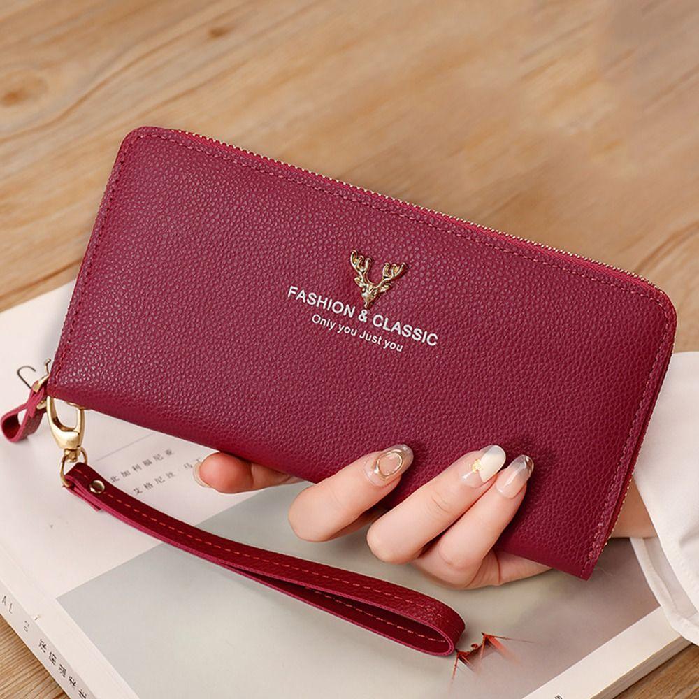 Multifunctional Zipper Long Wallet Large Capacity Leather Card Bag Coin Purse Women