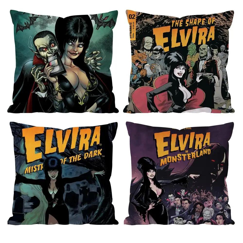 E-ElviraS Mistress of the Dark Cushion Cover Pattern Printed Pillowcase for Living Room Sofa Cushion Cover & Bedroom Decor