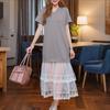 ZANZEA Women Casual Round Neck Short Sleeve Loose Patchwork Dress