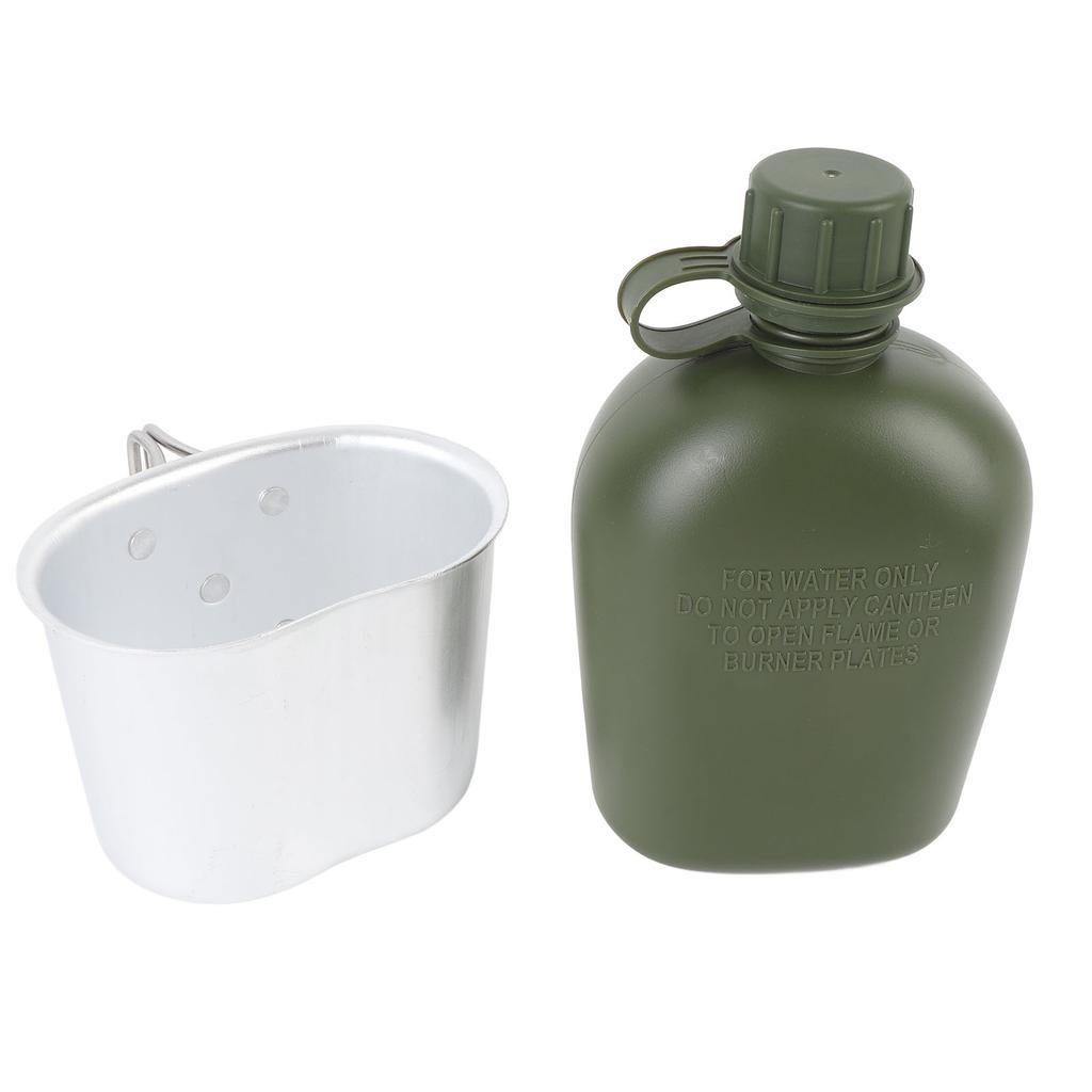 Outdoor Canteen Kit PE 1L Canteen Water Bottle with Bottle Pouch and Cup for Camping Hiking Backpacking