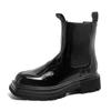 Britský styl černé podzimní nové prodyšné kotníkové boty se silnou podrážkou, čtvercovou špičkou, Martin boots