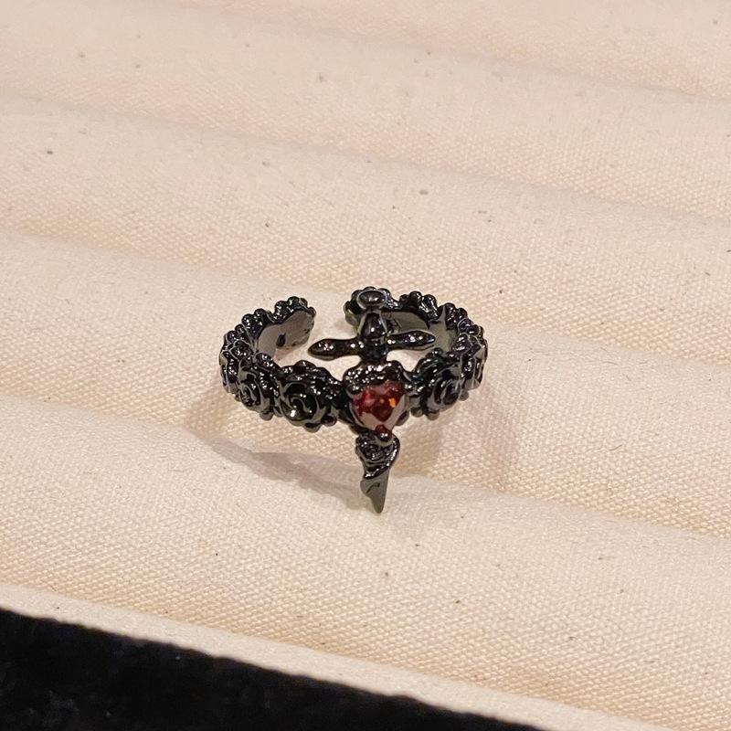 Темный Ветер Шипы Роза Крест Личность Открытый Браслет Панк Премиальное Ощущение Нишевый Браслет Кольцо Набор Женский