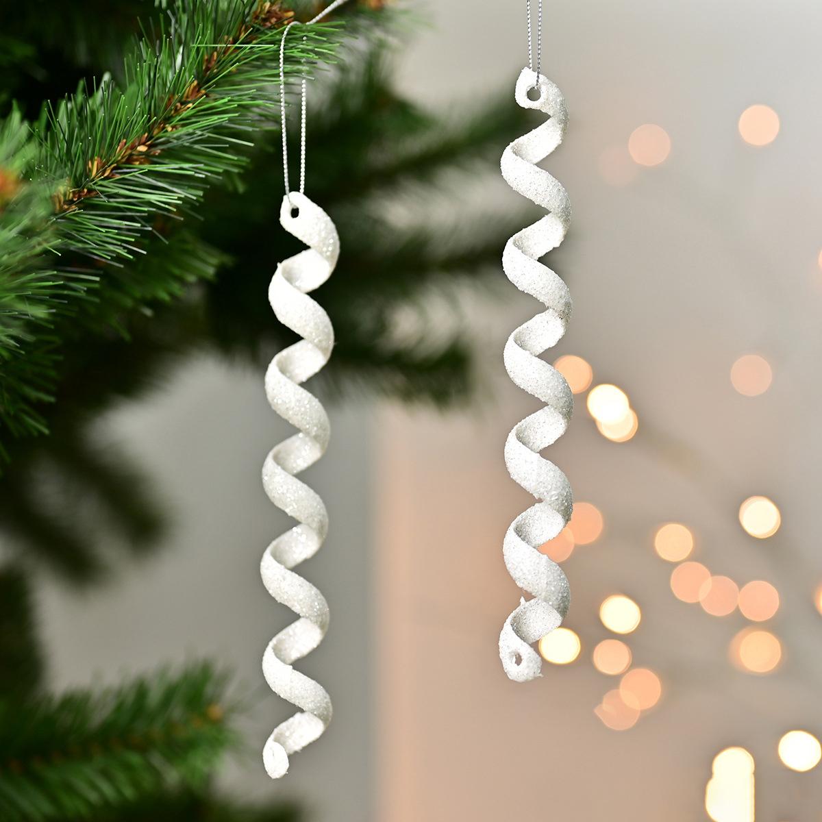 

XM-DECO-0027 4Pcs/Set Christmas Bling Plastic Ornaments Gift Twisted Icicles Xmas Tree Hanging Pendants E