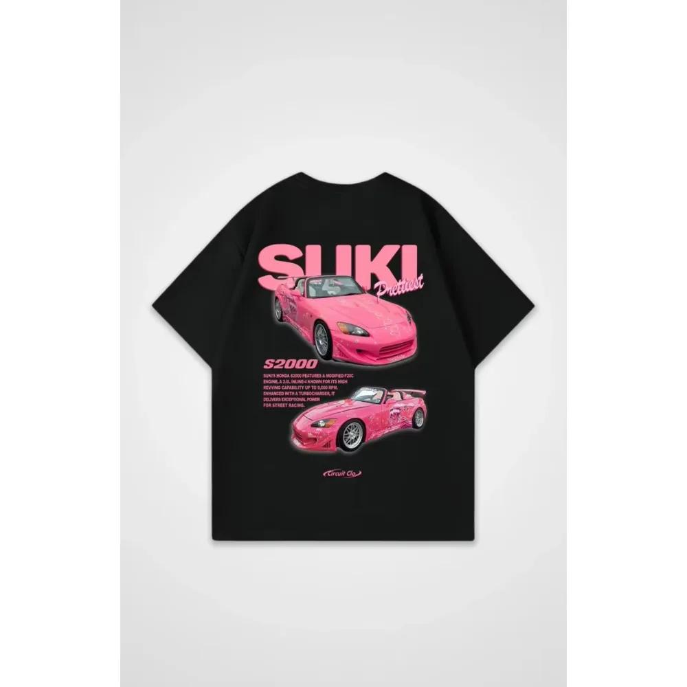 2025 Summer New Racing Printed Y2K T-Shirt Suki S2000 Yangzed Shirt Casual Large Size Men's and Women's Tops T-Shirt Crew Neck