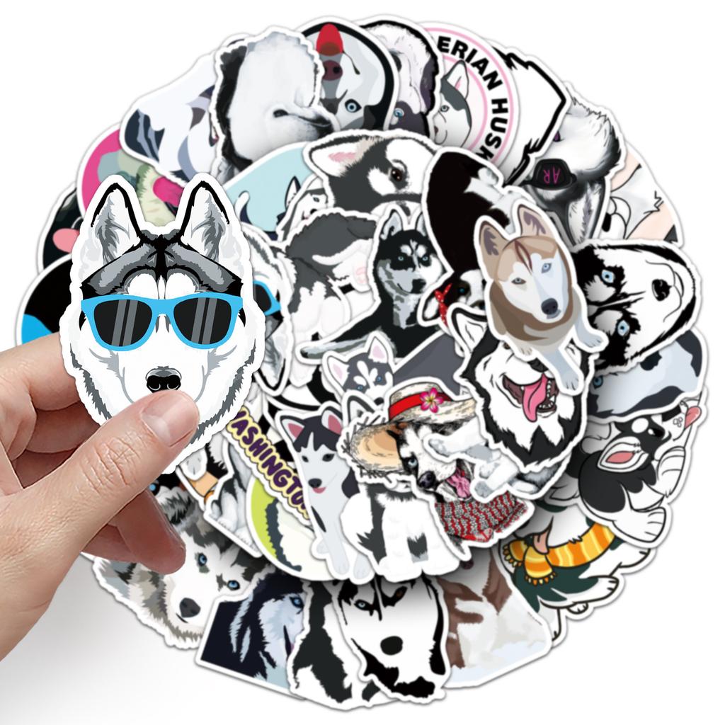 50 Husky Doodle Personalized Cartoon Animals Children's Creative DIY Skateboard Luggage Stickers Waterproof