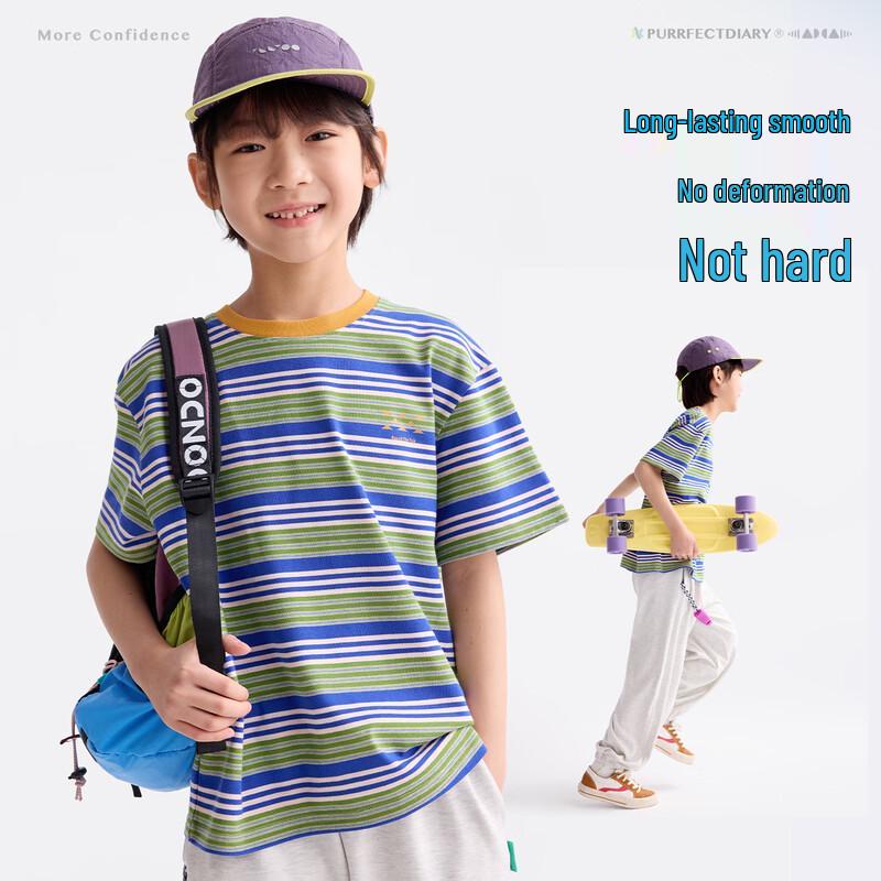 Boys' Striped Breathable Short-Sleeve T-Shirt