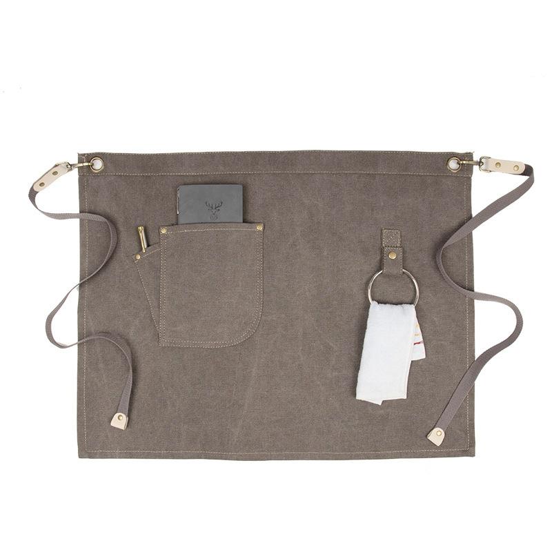Half-length apron women s half-length fashion overalls men s short canvas coffee roasting milk tea shop hairdresser