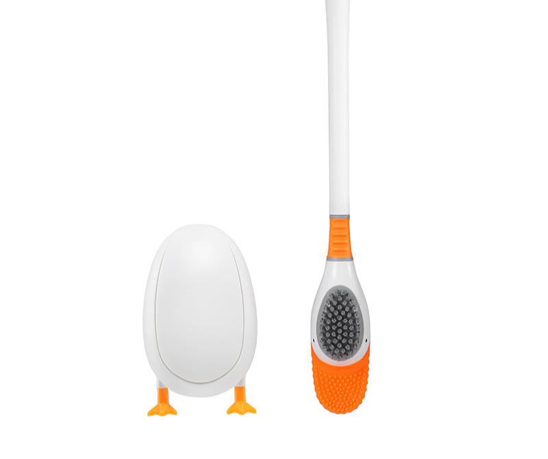 1Pc Silicone Toilet Brush Set With Holder 360° Deep Clean TPR Bristles Gravity Stand For Bathroom Easy Storage Space Saving