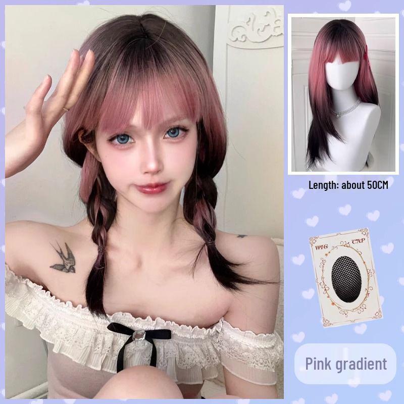 

Розовый Омбре Длинный Парик с Натуральной Бесшовной Шапочкой – Стиль Подола Юбки для Женщин и Девушек