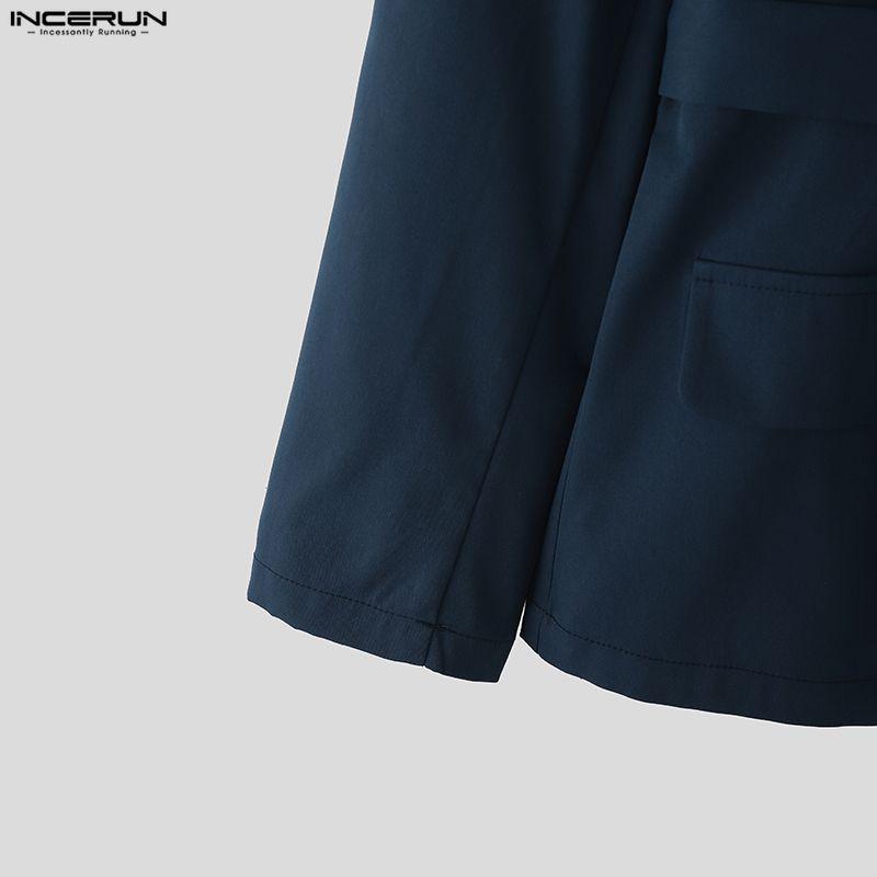 INCERUN Men Lapel Long Sleeve Front Cross Casual Loose Blazer Coats
