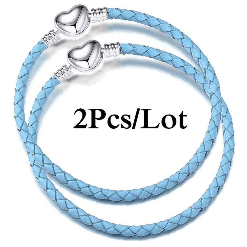 2 szt./partia Specjalna Oferta Skórzane Bransoletki Łańcuszkowe Pasują do Ręcznie Robionych Koralików Bransoletki z Charmsami Dla Par Pulsera Biżuteria Dla Kobiet Mężczyzn Hurtownia