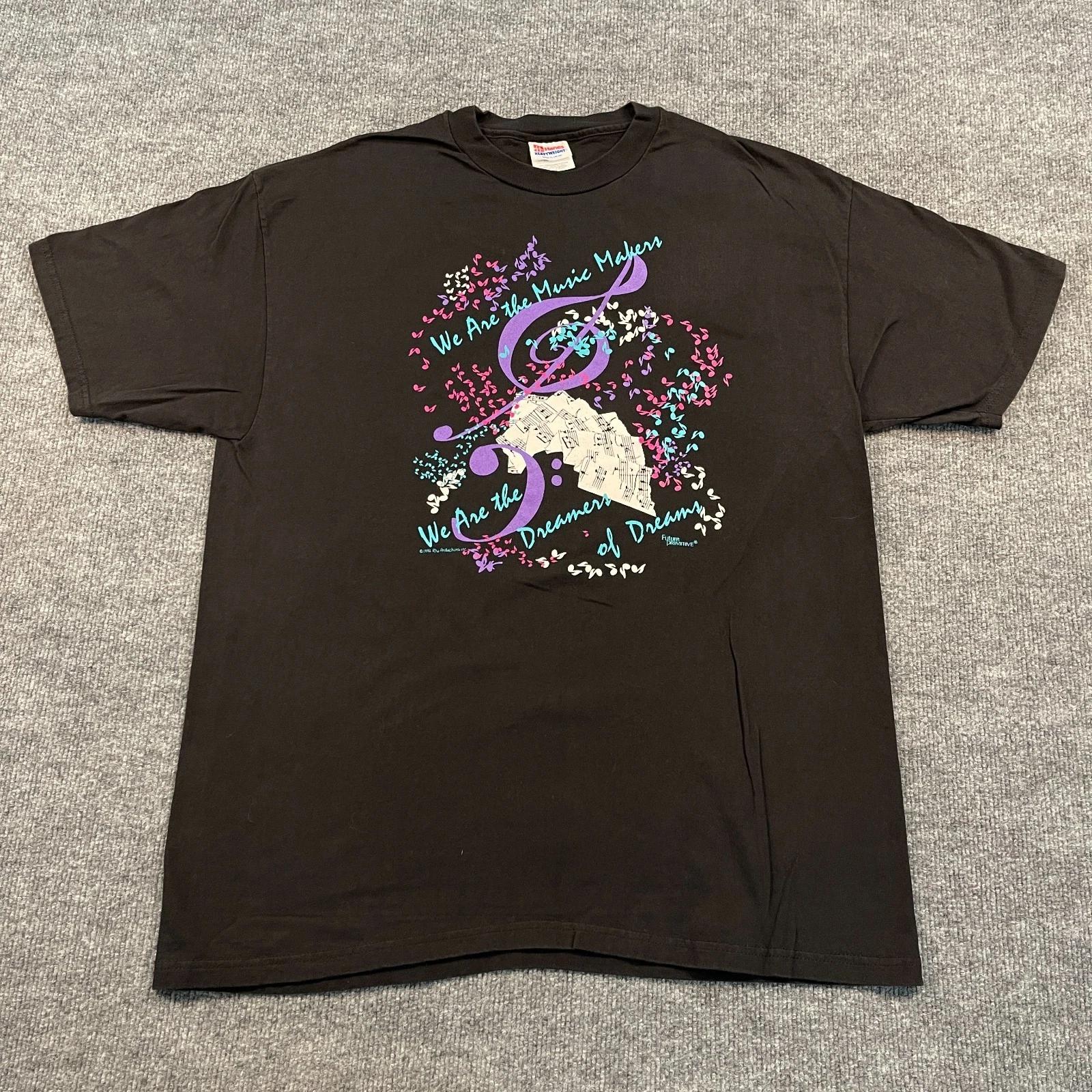 

Vintage 1992 Hanes Musician s Heart We-Are-The Music Makers Shirt XL 23x30 Black L