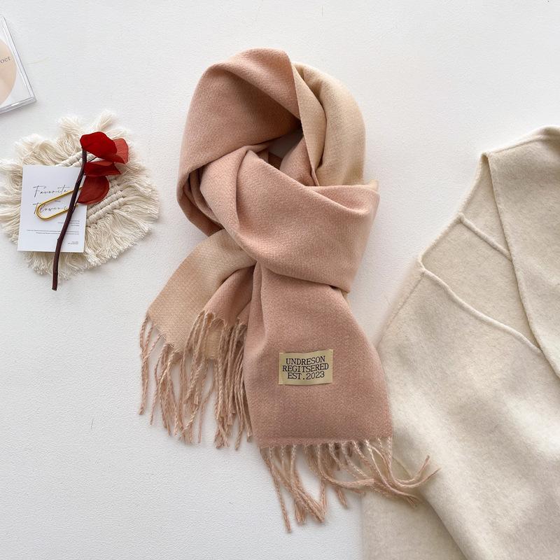 Double-sided solid color imitation cashmere scarf women's winter new thickened warm scarf student scarf shawl