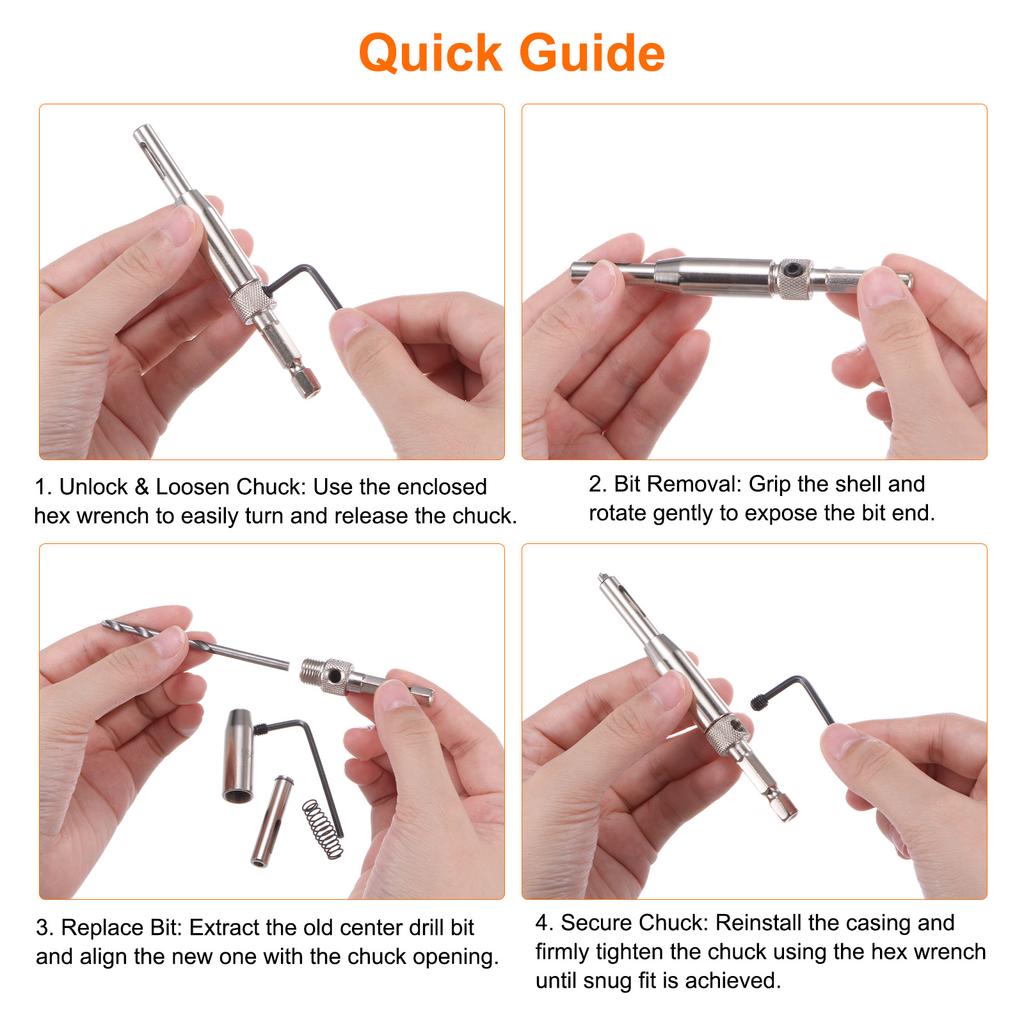 3/4/7/8pcs Self Centering Drill Bit Set Drilling Bits for Wood Working Cabinet Door Hinge Hole Punch Tool with Hex Keys L-Shape