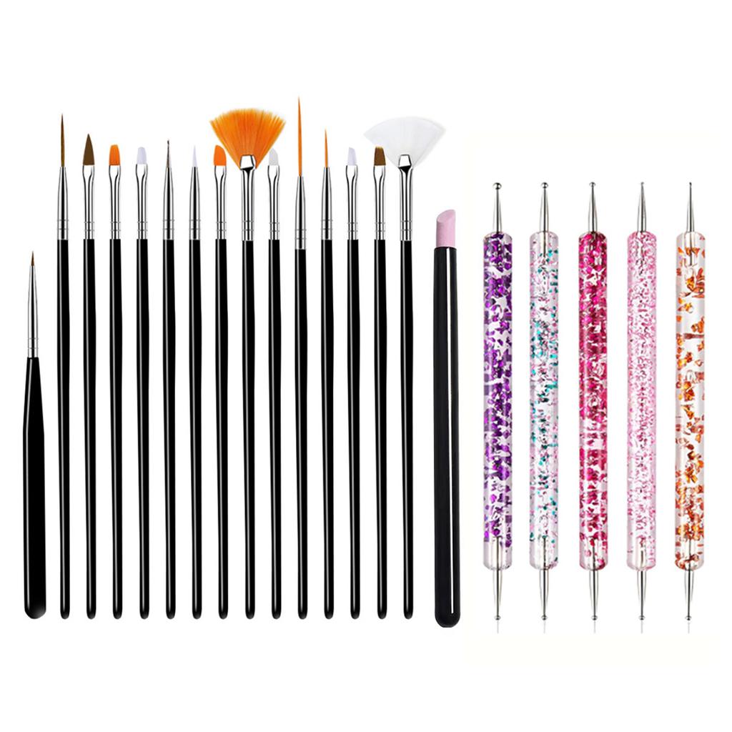 21 Manicure Brush Sets, A Full Set of Plastic Rods, Nail Art, Painted Carvings, Phototherapy, Blooming, Dots, Diamonds and String Pens