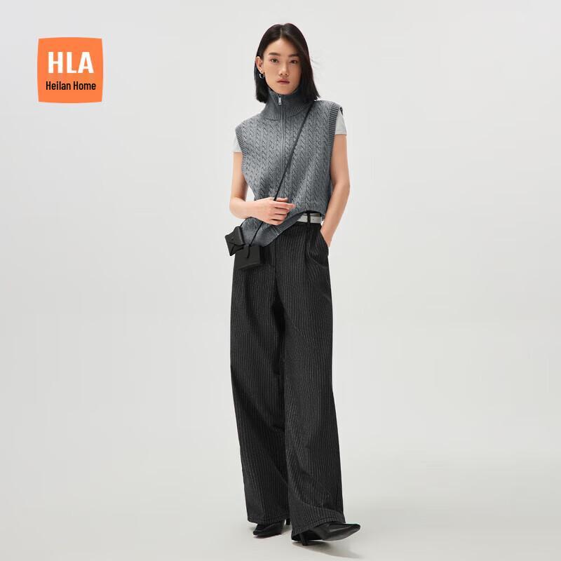 

Женский вязаный жилет-свитер HLA с отворачивающимся воротником-стойкой и застежкой-молнией L