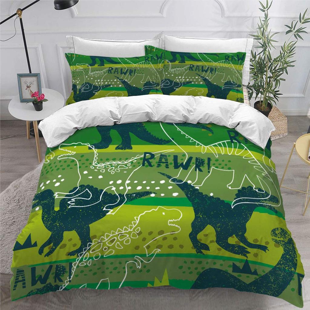 Dinosaur Duvet Cover Set Cartoon Cute Duvet Cover Boy Bedding Set Dino Comforter Cover Set Soft Dinosaur Animal Teen Bedroom Set