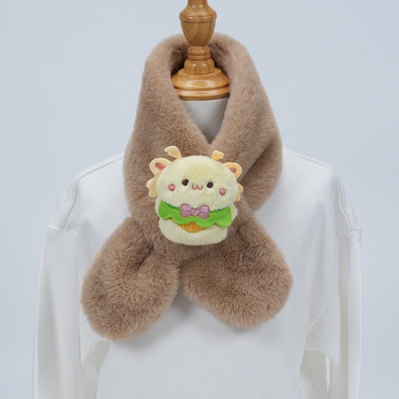 Cute Cartoon Panda Plush Scarf for Kids - Windproof & Thickened Winter Neck Warmer