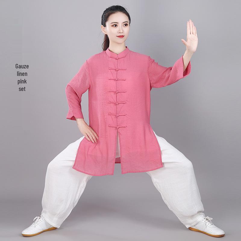 Women's Summer Linen Tai Chi Suit - Chinese Style Martial Arts Practice Uniform