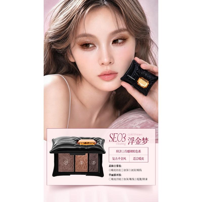 Three Color Shimmer Pigmented Long Lasting Eyeshadow Palette Makeup