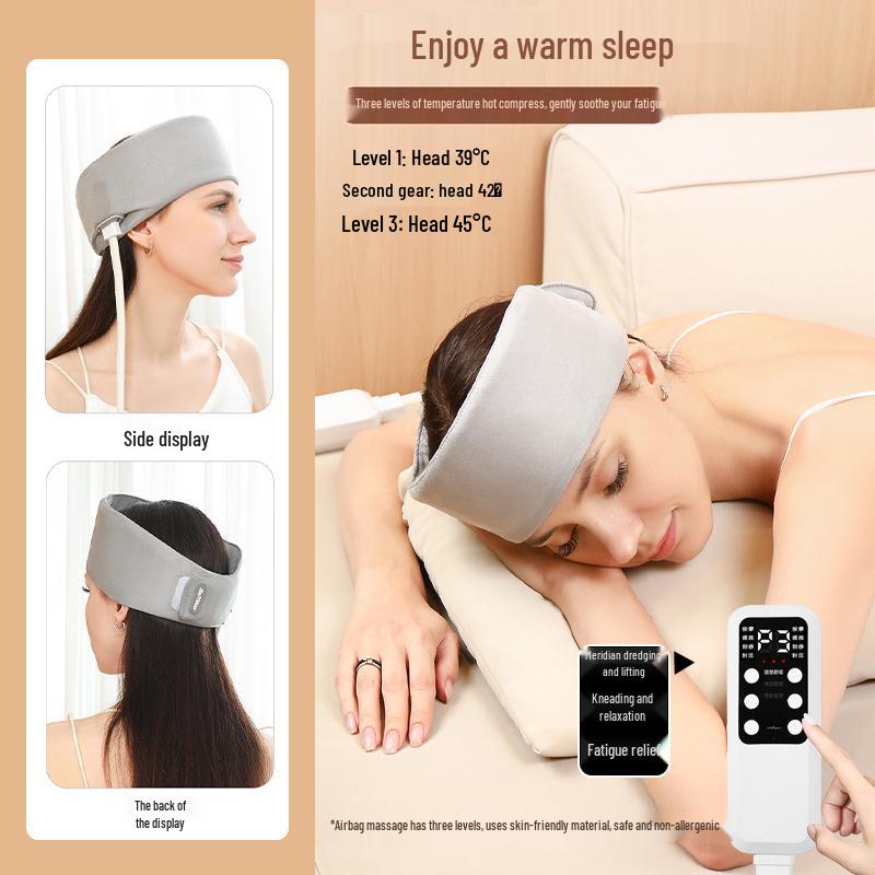 Electric Headband Massager with Kneading, Hot Compress, and Pulse Air Pressure for Sleep Aid