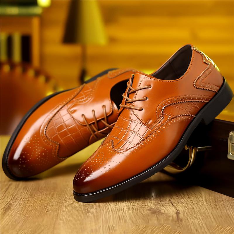 

Великобритания Новые Ретро Остроносые Лакированные Кожаные Туфли на Шнуровке Свадебные Балетки Дерби для Мужчин Повседневная Формальная Одежда Обувь Zapatos Hombre 38 коричневый