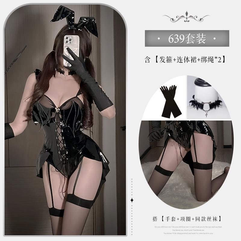 Xianyi Sexy Lingerie Sexy One-piece Patent Leather Bunny COS Uniform Halloween Little Devil Play Set 639