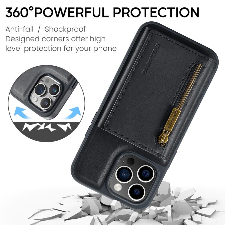 DG.MING M5 Series Zip RFID Multi Card Detachable Leather Phone Case