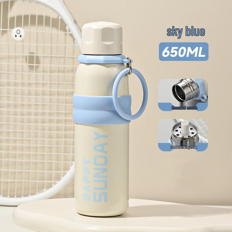 Li Shen 650ML Portable Insulated Straw Water Bottle