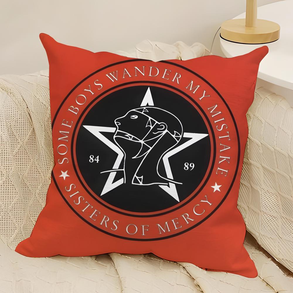 Gothic Rock The Sisters of Mercy Kissenbezug Naturleinen Beidseitiger Druck Sofa Heimdeko Kissenhülle