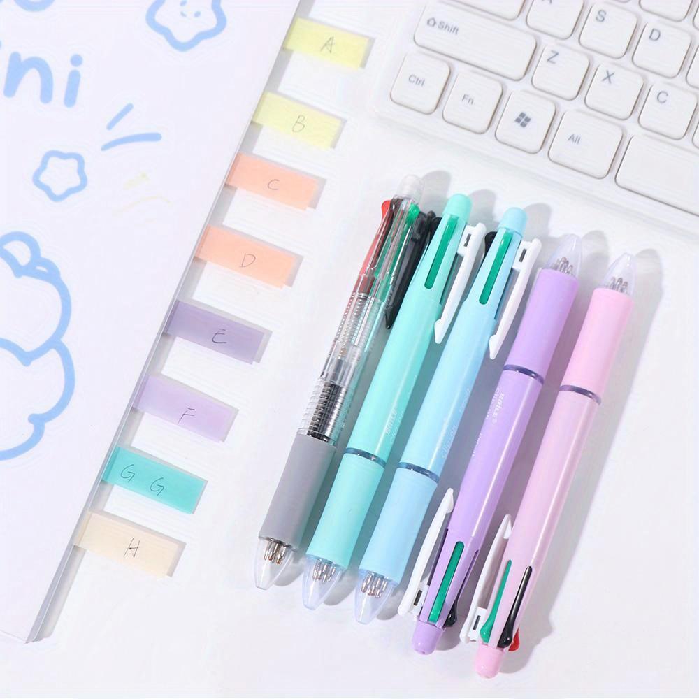 1pcs 4 Colors Ball Pen Multicolor Ballpoint Pens 5 in 1 Clip-on Multicolor Retractable Pen with Pencil&Eraser Soft