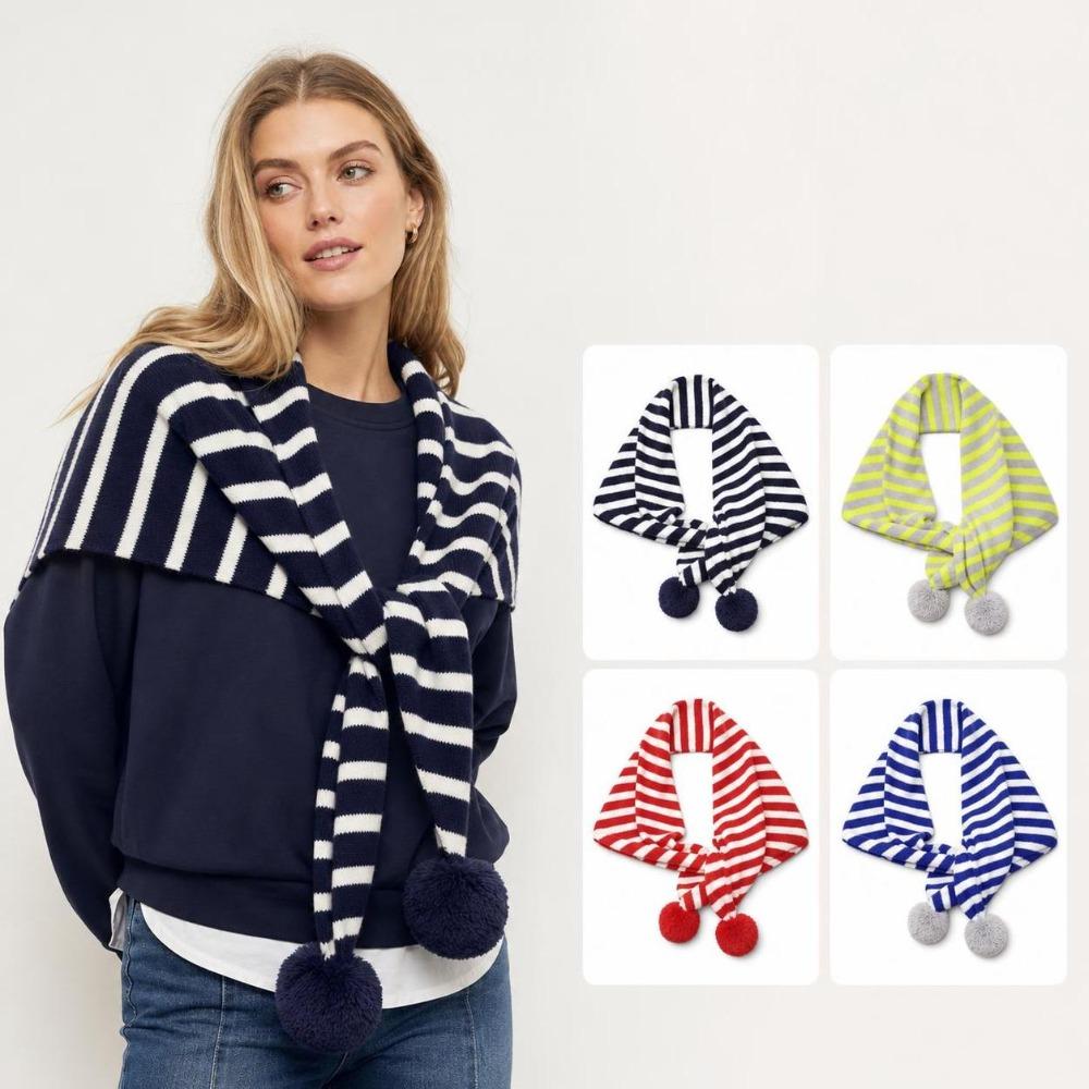 Warm Neck Wrap Shawl Striped Pattern Shoulder Cape Scarf New Knitted Scarf Autumn Winter
