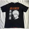 Bleach Ichigo Kurosaki Anime Unisexs T Shirt Size M Color Black Vintage Washed Stretched Slightly Designer Clothes Comfortable