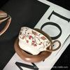 Freesia Ear Hanging Coffee Ceramic Cup Saucer Elegant Retro Afternoon Tea Cup Simple Fashion Light Luxury Mug