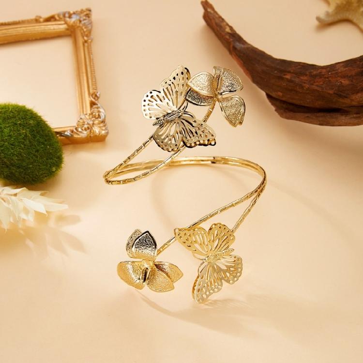 Unique Bohemian Inspired Arm Jewelry With Artistic Hollow Butterfly Details In Multiple Colors Season Floral Bangle