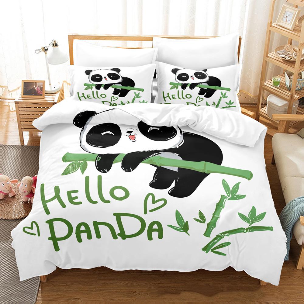 3D Printed Cartoon Animal Bedding Set Cute Pattern Girl Kid Room Down Duvet Cover and Pillowcase 2/3pc Single Bed Duvet Cover Set Gift