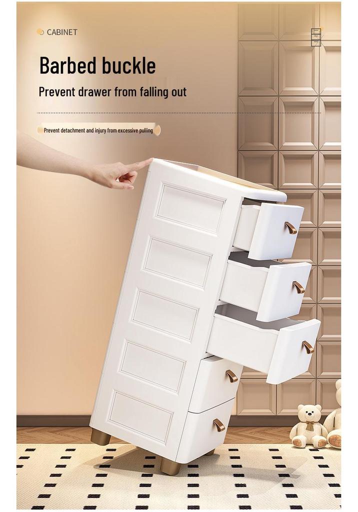 Gap Narrow Edge Multi-Layer Movable Storage Cabinet with Drawer for Kitchen, Available in 18/25/30cm Sizes