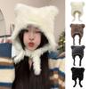 Winter Plush Women Hat Cute Bear Ear Protection Beanie Cap For Girls Female Kawaii Solid Color Faux Fur Warm Earmuffs Caps