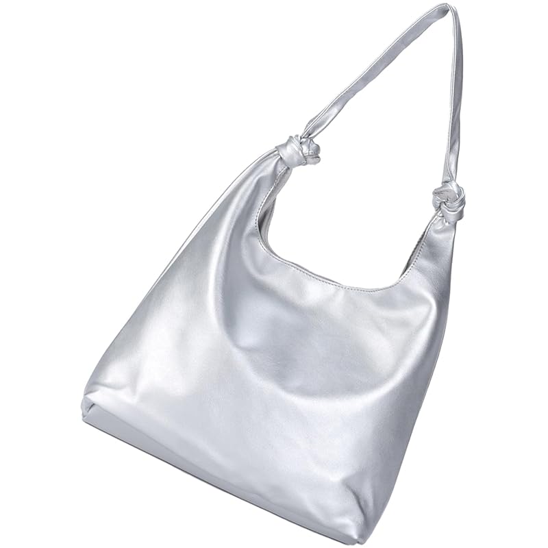 

[Alto Rose] silver tote bag ladies shoulder bag handbag With gusset A4 handbag large capacity commute Commuting to school Synthetic leather faux