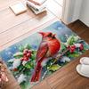 Winter Pine Cone Cardinal Birds Doormat Anti-Slip Entryway Rug Washable Bedroom Kitchen Bath Mat Polyester Home Decor Carpet