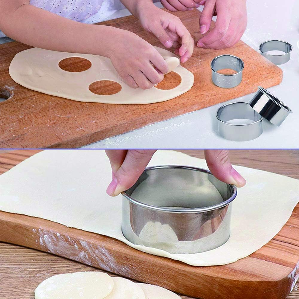 11/12pcs Round Cookie Mold Set Stainless Steel Cutting Mold Suitable for Baking Cakes Mousse Donuts Fondant Cookie Ring Mold