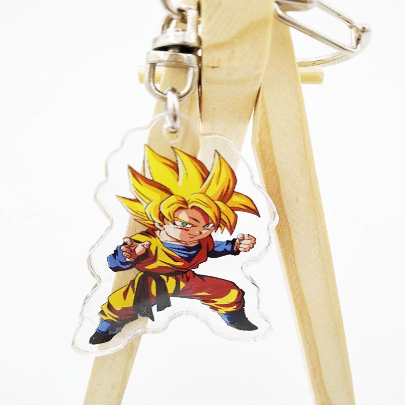 Anime Dragon Ball Acrylic Pendant Keychains Son Goku Vegeta Super Saiya