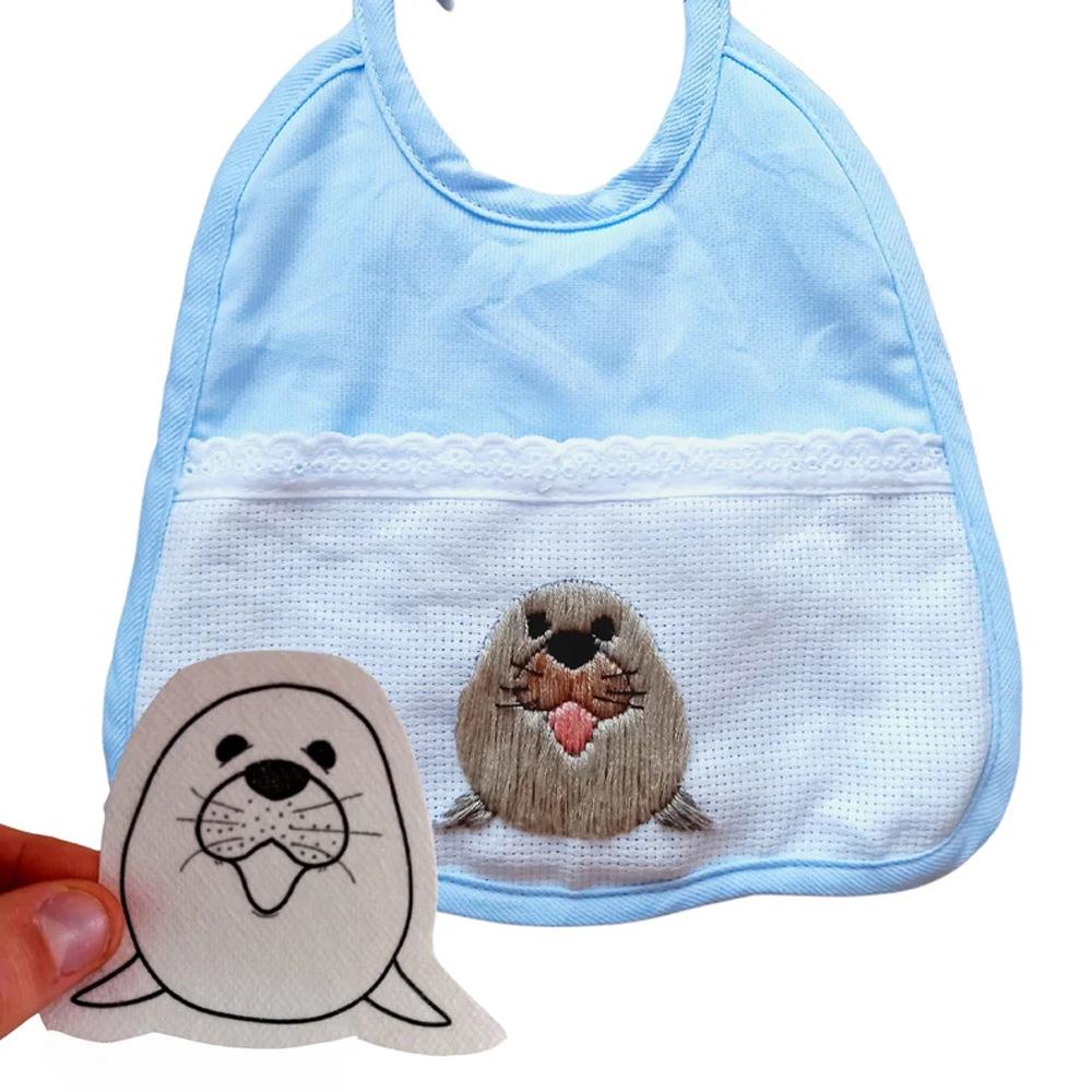 Water-Soluble Embroidery Stabilizer-Self-Adhesive Non-Woven Backing with Colorful Floral Prints Sticky Fabric for Hand Sewing