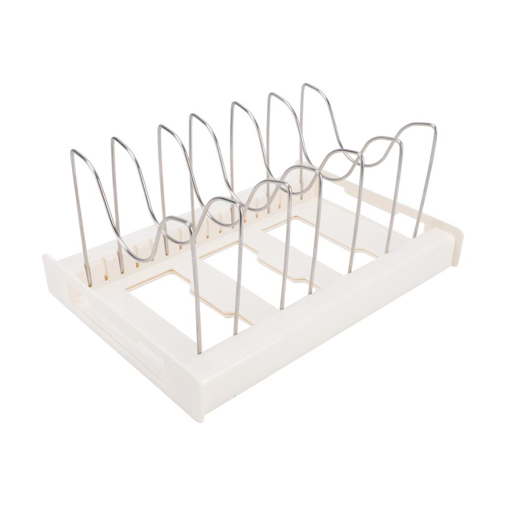 Pot and Pan Organizer Rack, Adjustable Kitchen Utensil Holder with Extendable Base (30.5 to 56 ), 7 Reinforced U Shape