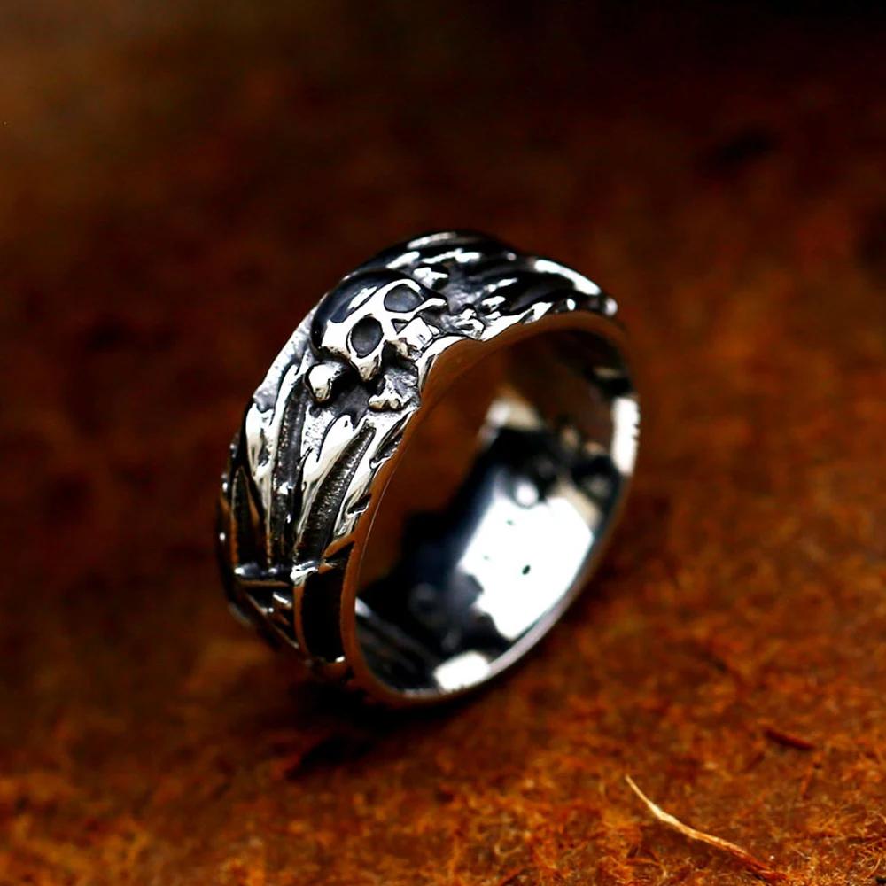 Vintage Gothic Skull Rings for Men Women Punk Hip Hop Party Skull Stainless Steel Ring Fashion Jewelry Gift Wholesale Size 7-13