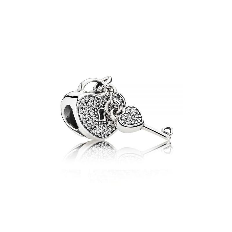 Pandora Square Crystal Heart Lock Silver Charm Love Loyalty Sparkling Eternal Symbol 925 Silver Jewelry Accessories Women s Silver 791429CZ серебряный