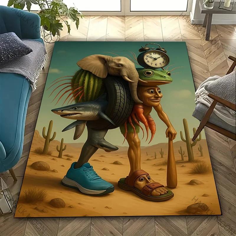 Tappeto Stampato Divertente Virtual Italian Brainrot Tappetino Grande per Camera da Letto e Sala Giochi Tappeto Moderno per Arredamento Casa Trendy Regalo