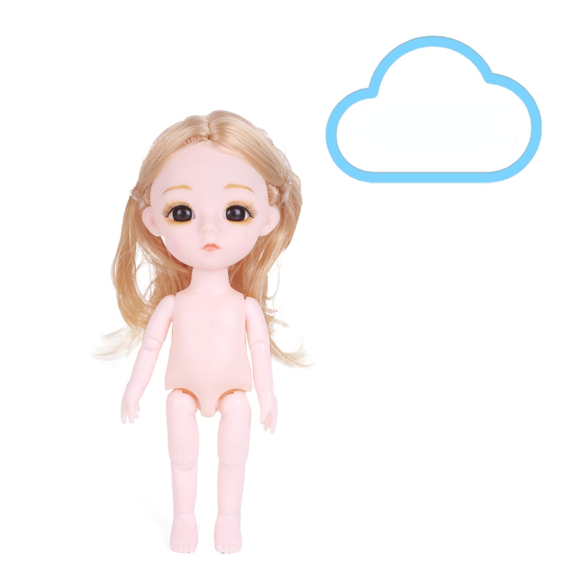 

16CM Mini Movable 23Jointed Doll Girls Toy 3D Big Eyes BJD Princess Full Outfits Dresses Collection Дитяча лялька Подарунок Head+Body