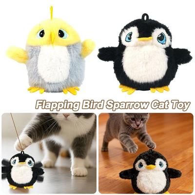 Flattersnder Vogel Sperling Katzenspielzeug Interaktiv USB Wiederaufladbar Elektrischer Flattersvogel Haustierspielzeug Lebendiges Zwitschern Berührungsempfindlich